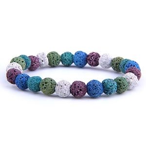 Multi Coloured Lava Bead Bracelet Handmade